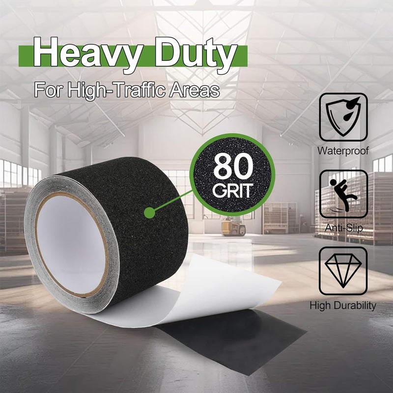 LLPT Grip Tape 3" x 16.5 Ft Black Heavy Duty Anti Slip Tape for Stairs Waterproof Outdoor Indoor Non Slip Traction Strips for Stair Steps Boats Ramp Staircase Tread (ASB350) - Image 2